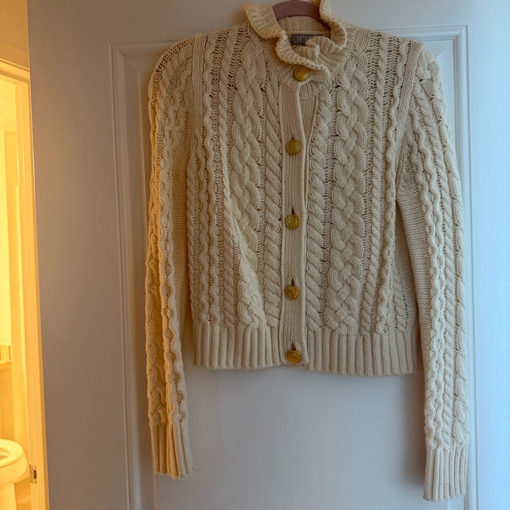 J. Crew Cable Knit Cream Cardigan